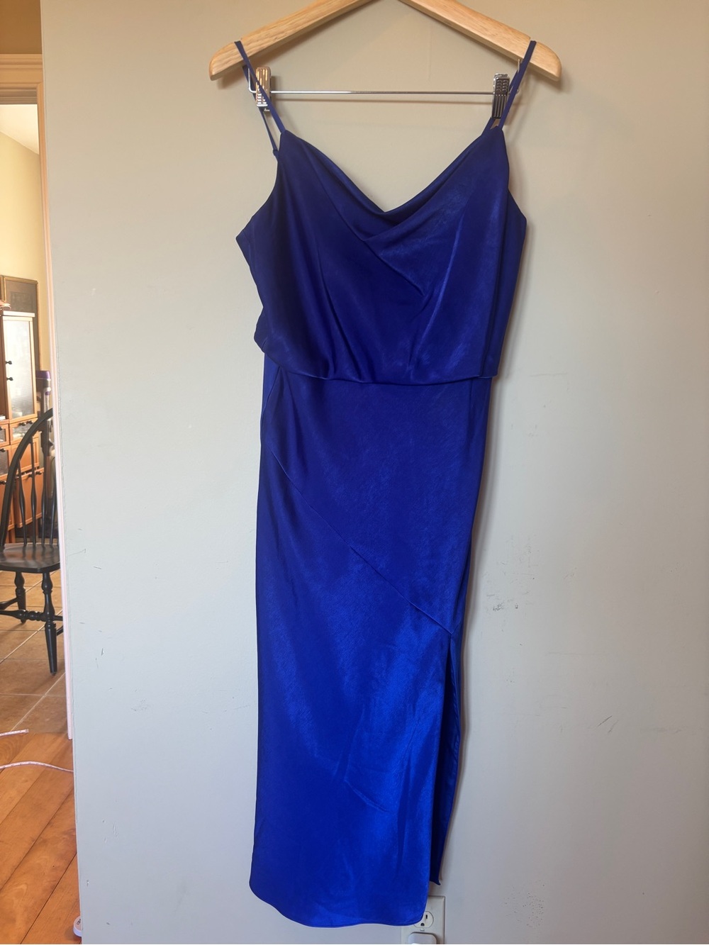 Aidan Mattox Cobalt Blue Satin Slip Midi Dress